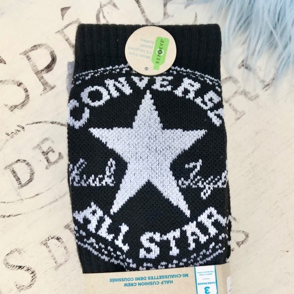 Converse All Star, Socks, Half Cushion Crew Socks, 3 Pairs, Mens, Size 6-12, NEW - Picture 5 of 12